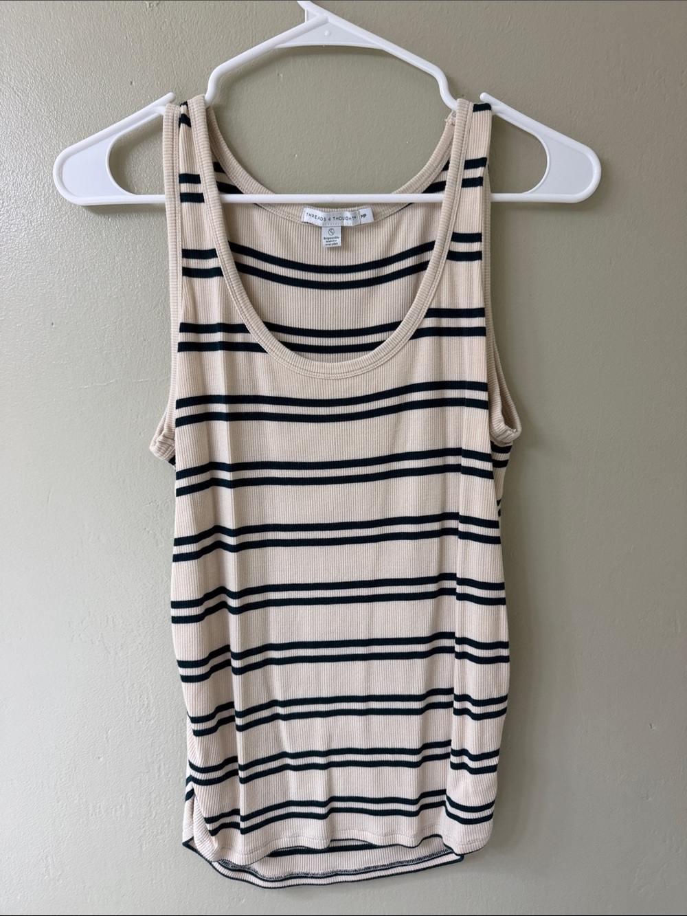 Threads 4 Thought Cream Tank with Black Stripes